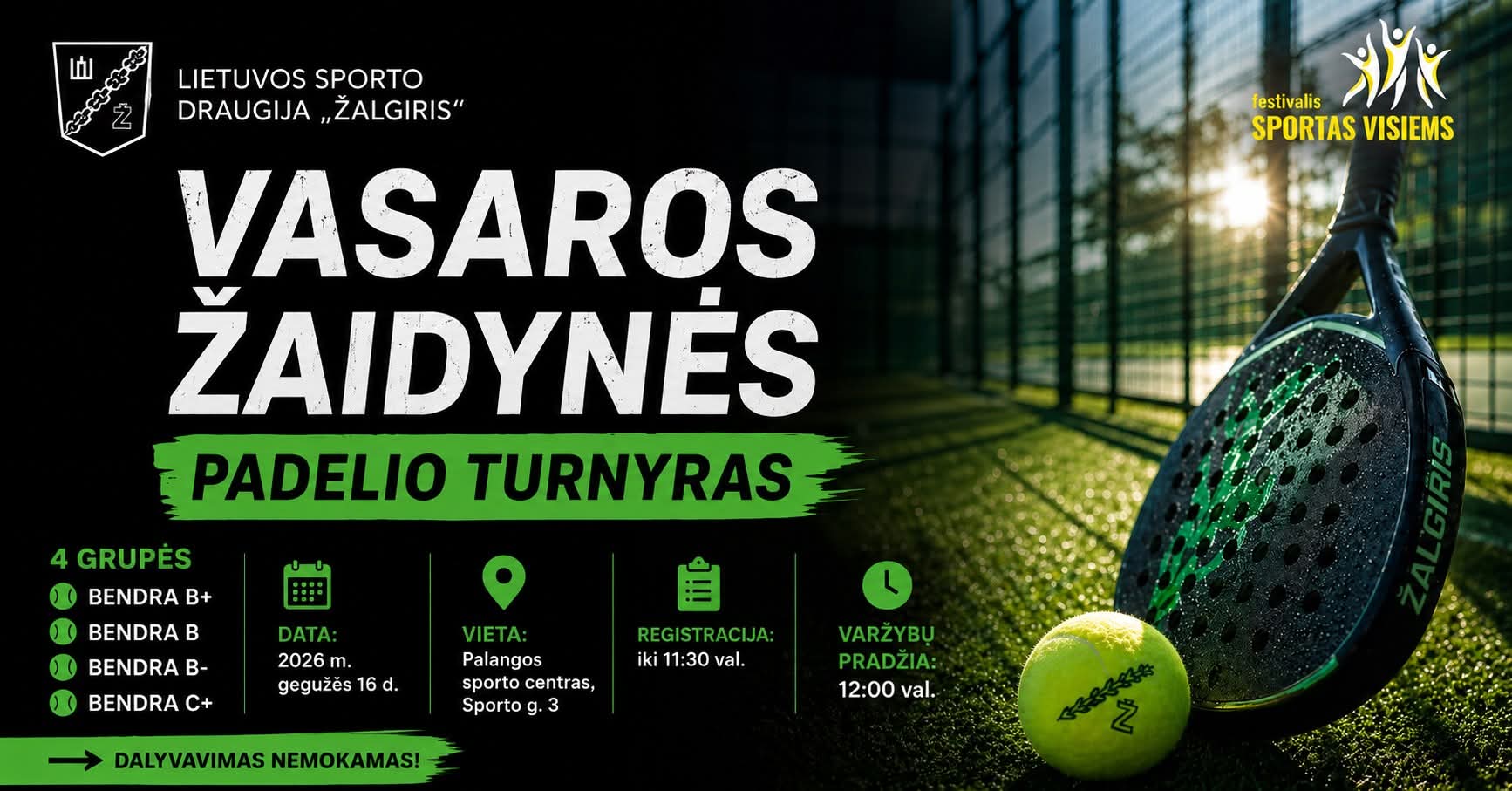 Vasaros žaidynės - Nemokamas Padelio turnyras 2026